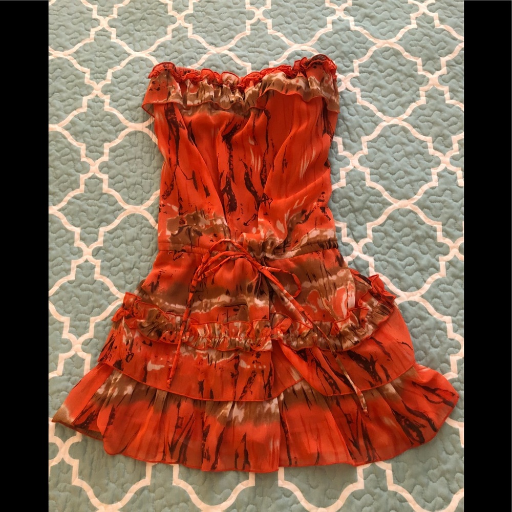 Boutique Strapless Ruffle Super Mini Dress